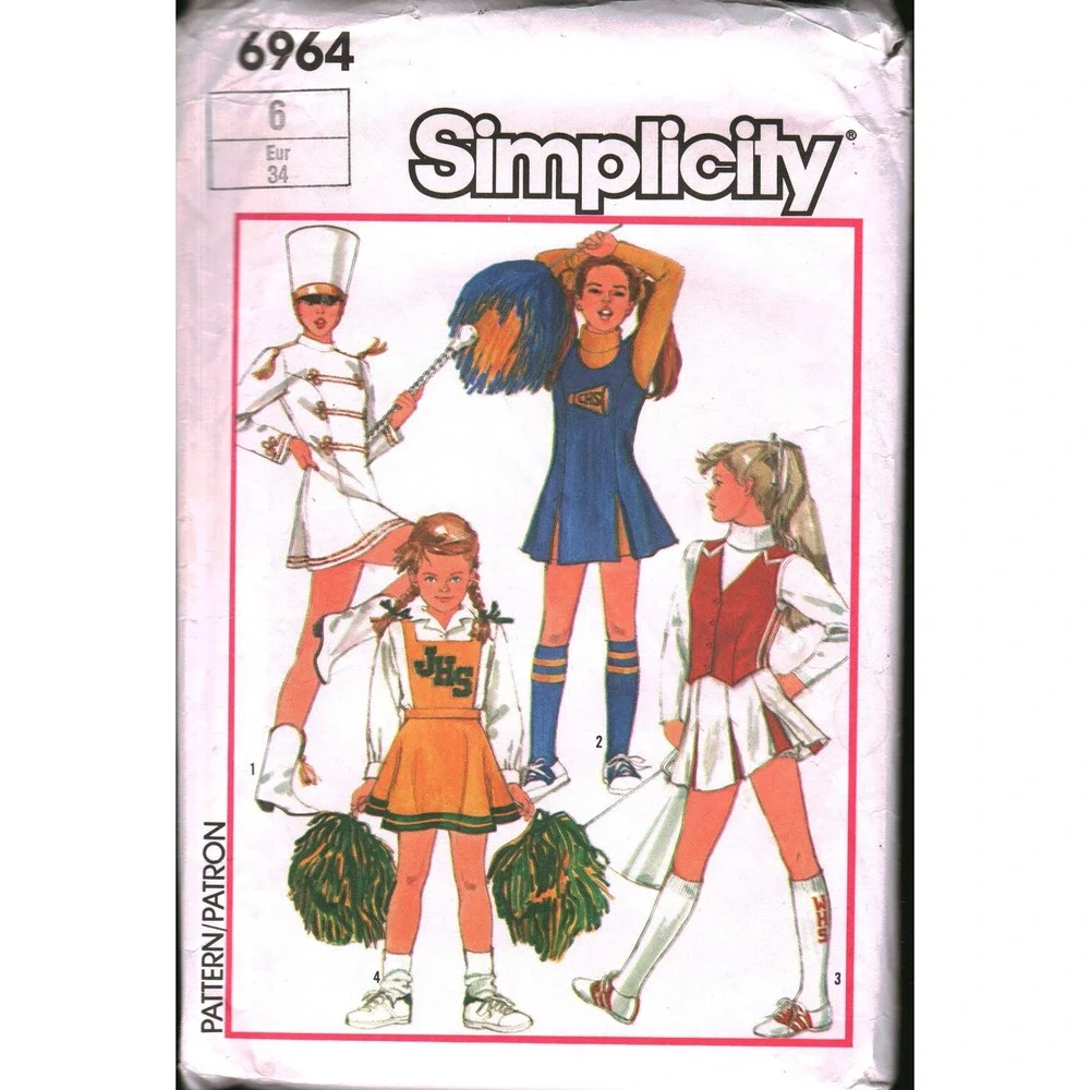 Simplicity 6964 Vintage Cheerleader Majorette Sewing Pattern Size 6 Dress Vest